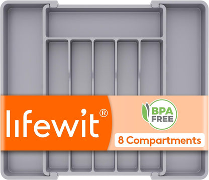 Silverware Organizer for Drawer, Expandable Utensil Tray