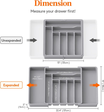 Silverware Organizer for Drawer, Expandable Utensil Tray
