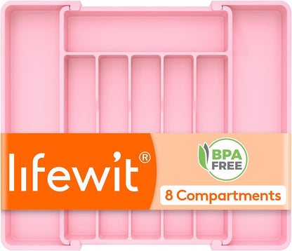 Silverware Organizer for Drawer, Expandable Utensil Tray