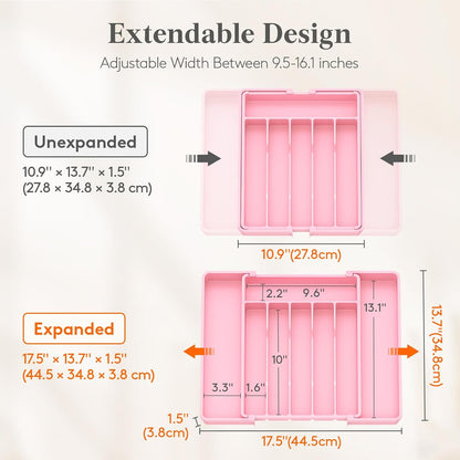 Silverware Organizer for Drawer, Expandable Utensil Tray