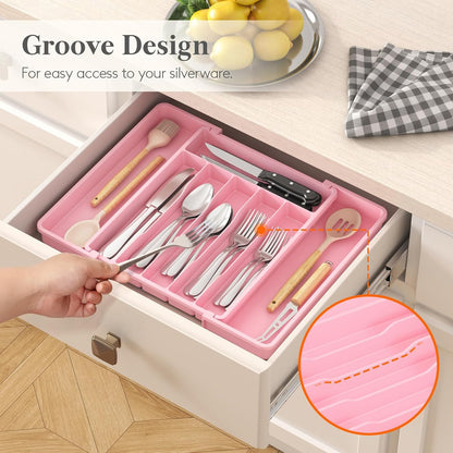 Silverware Organizer for Drawer, Expandable Utensil Tray