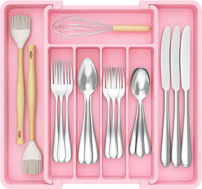 Silverware Organizer for Drawer, Expandable Utensil Tray