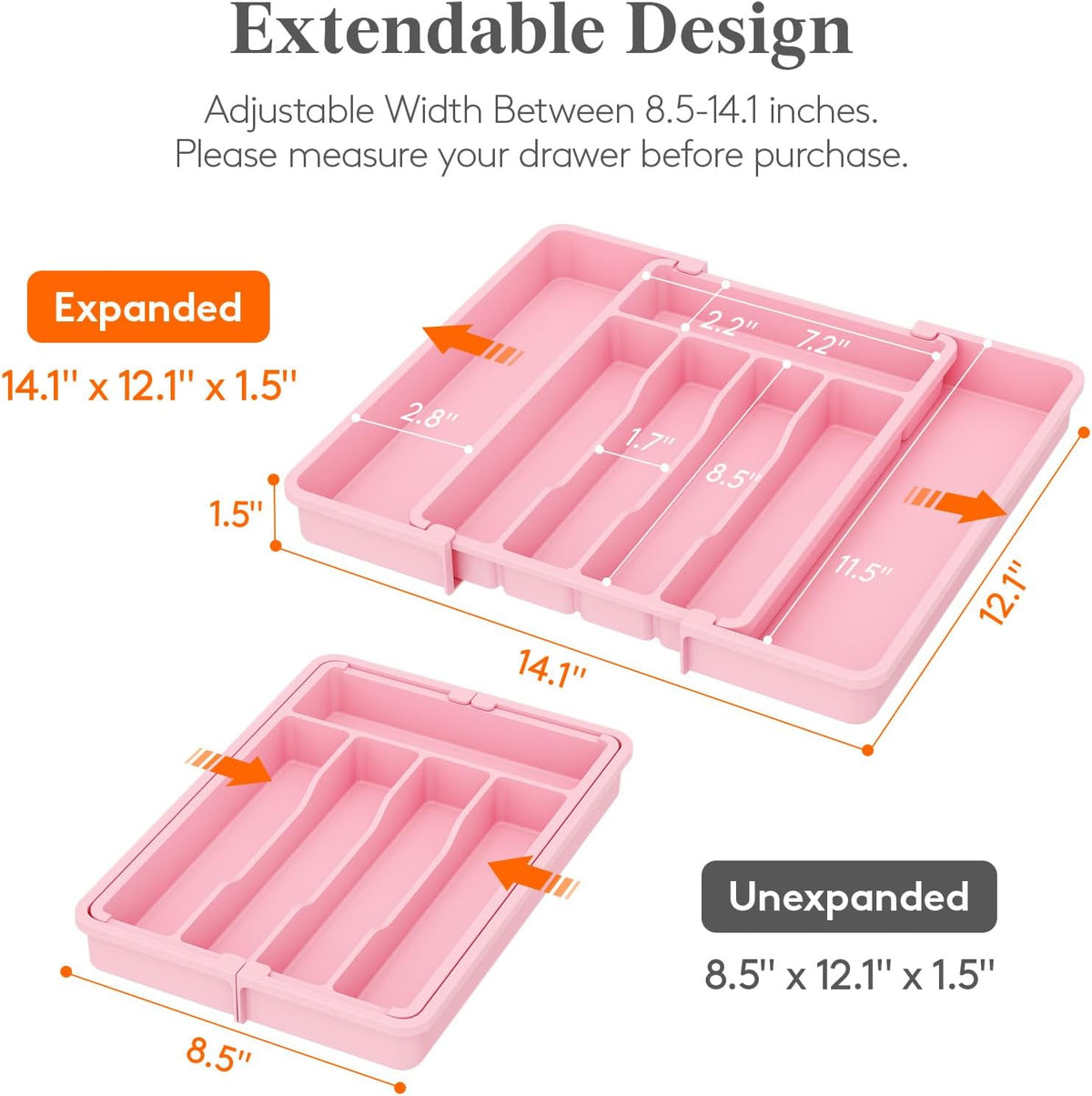 Silverware Organizer for Drawer, Expandable Utensil Tray