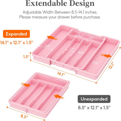 Silverware Organizer for Drawer, Expandable Utensil Tray