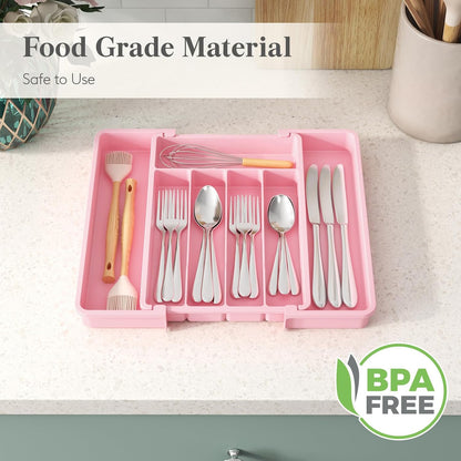 Silverware Organizer for Drawer, Expandable Utensil Tray
