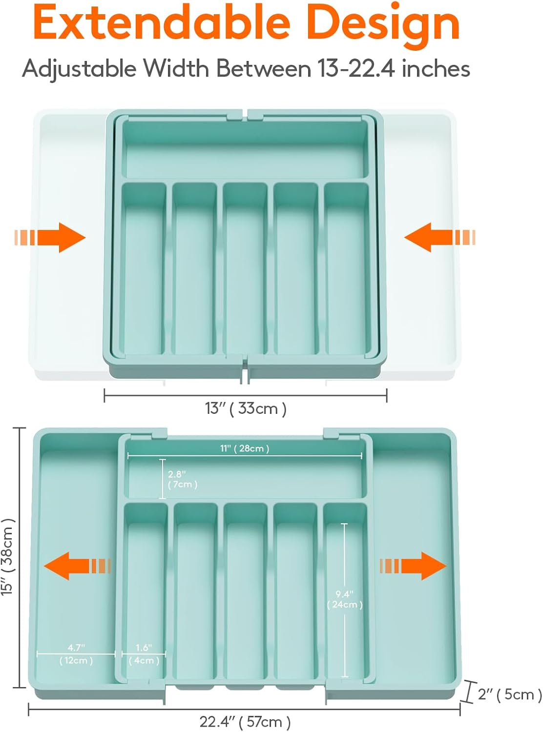 Silverware Organizer for Drawer, Expandable Utensil Tray