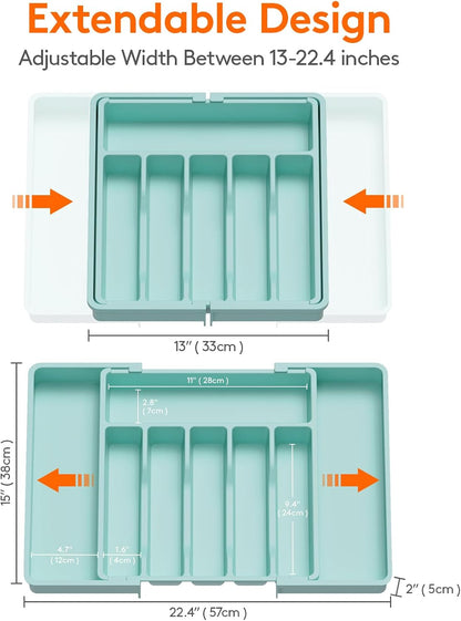 Silverware Organizer for Drawer, Expandable Utensil Tray