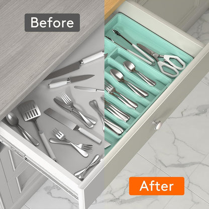 Silverware Organizer for Drawer, Expandable Utensil Tray