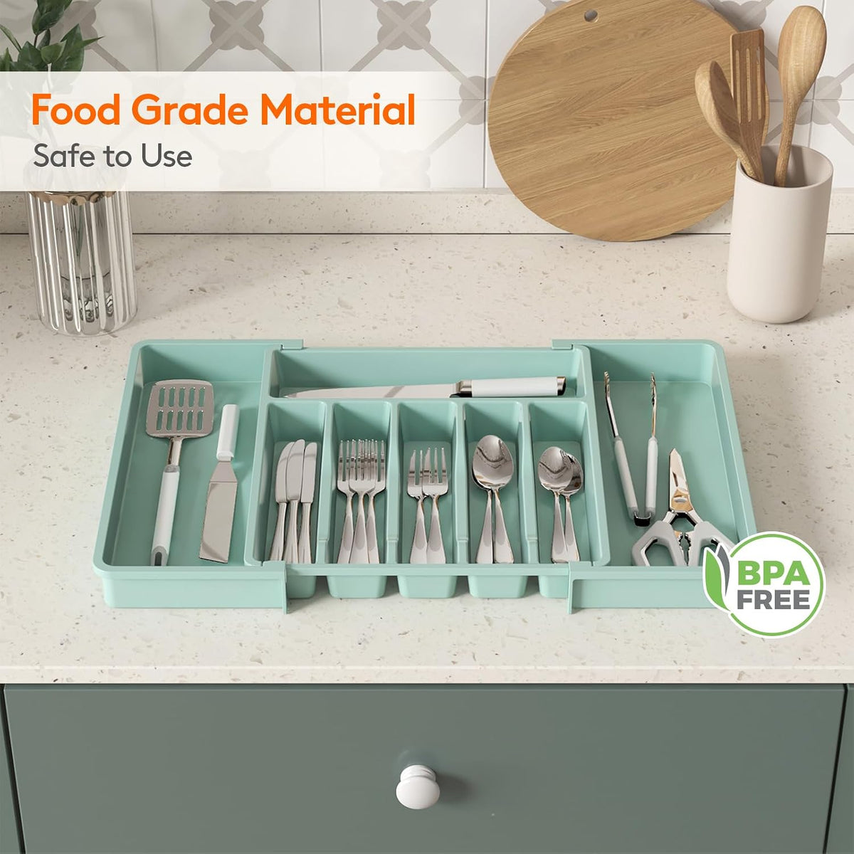Silverware Organizer for Drawer, Expandable Utensil Tray