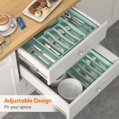 Silverware Organizer for Drawer, Expandable Utensil Tray