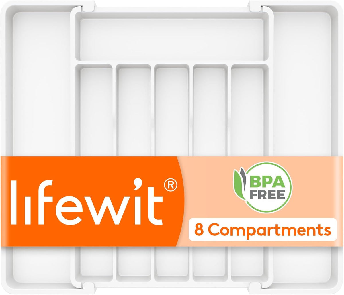 Silverware Organizer for Drawer, Expandable Utensil Tray