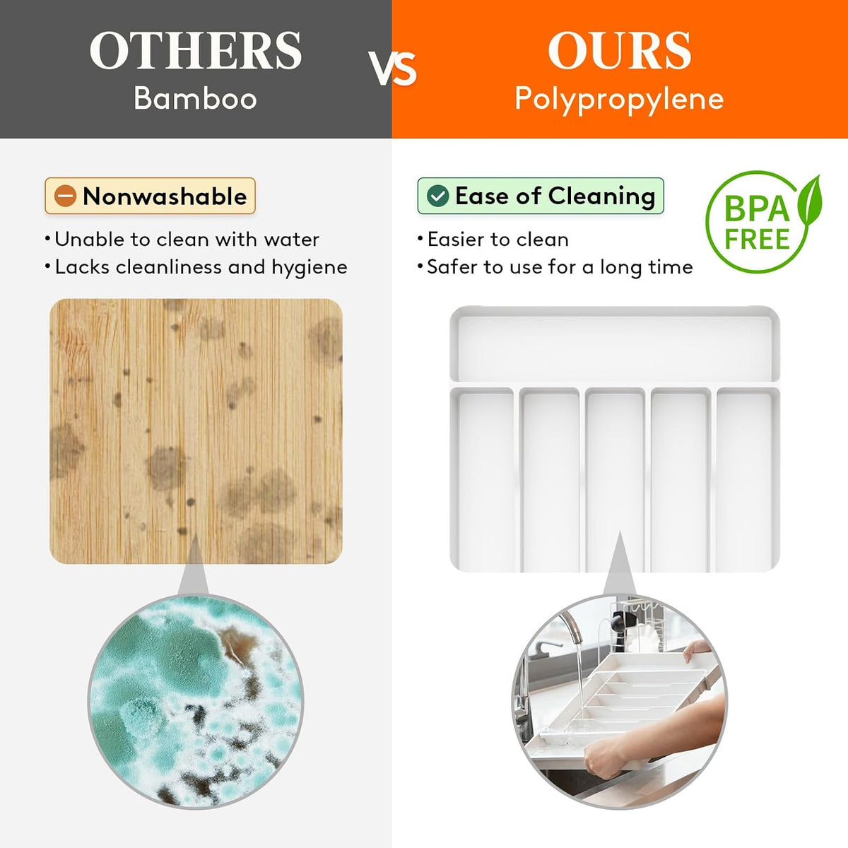 Silverware Organizer for Drawer, Expandable Utensil Tray