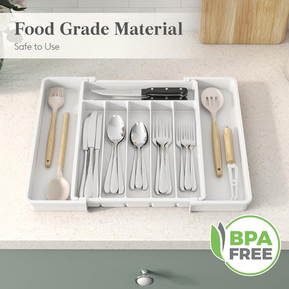 Silverware Organizer for Drawer, Expandable Utensil Tray