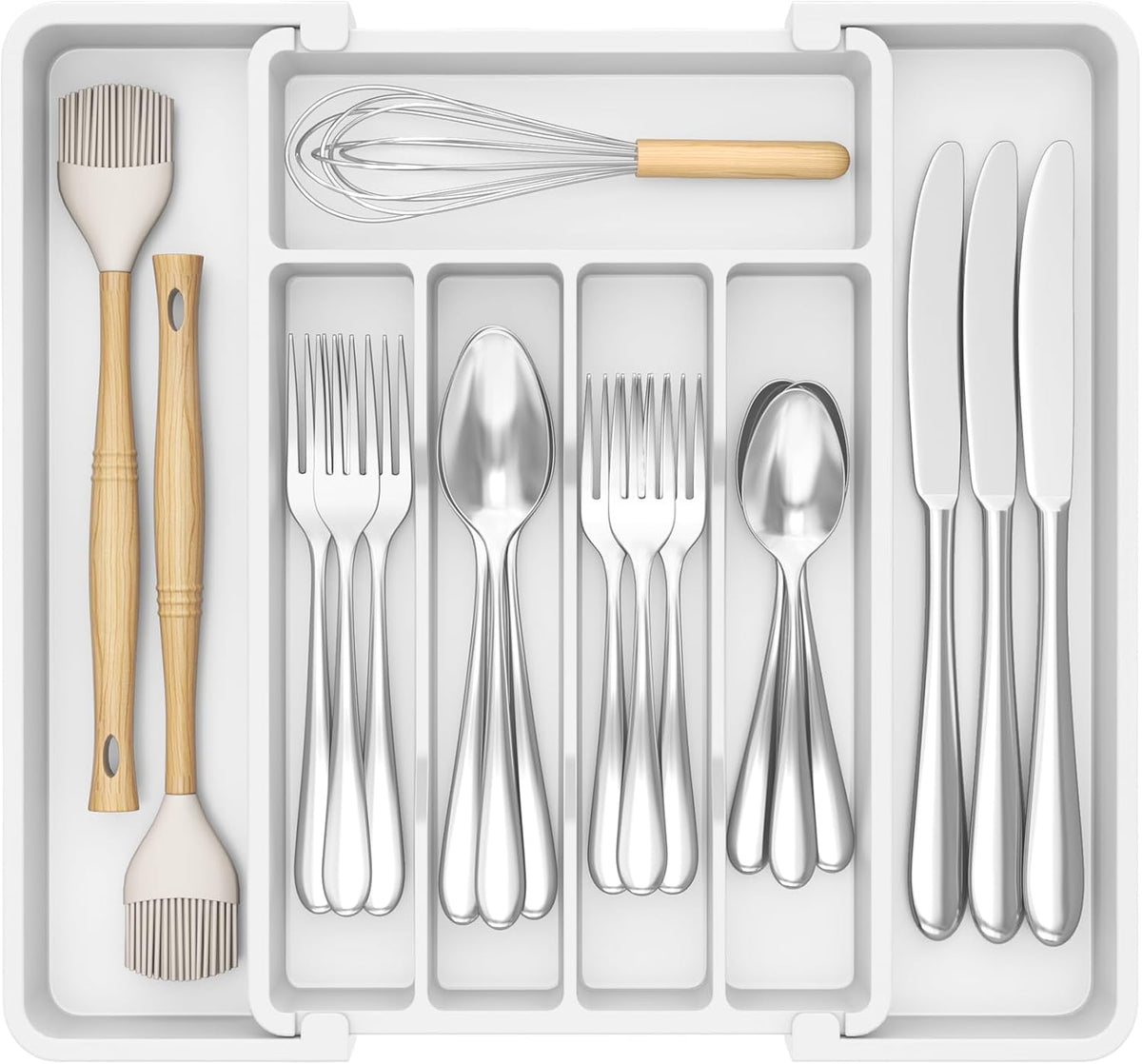 Silverware Organizer for Drawer, Expandable Utensil Tray