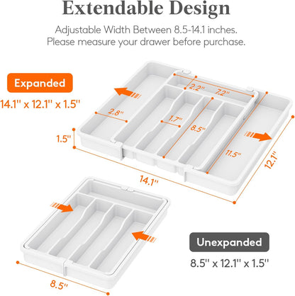Silverware Organizer for Drawer, Expandable Utensil Tray