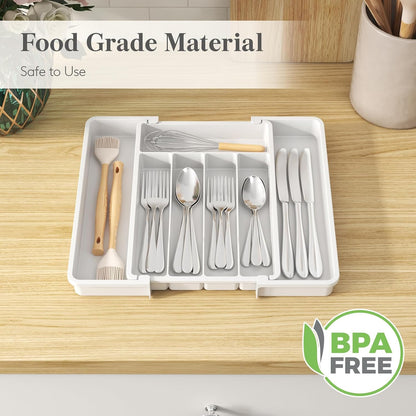 Silverware Organizer for Drawer, Expandable Utensil Tray
