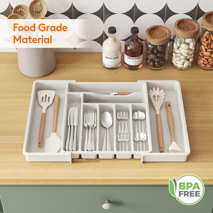 Silverware Organizer for Drawer, Expandable Utensil Tray