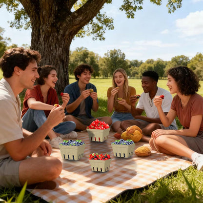 Natural Pulp Fiber Berry Baskets, Small Molded Vented Fruit Containers for Strawberry Blueberry Raspberry, Eco-Friendly Produce Trays for Farmers Market, Kitchen Storage & Grocery