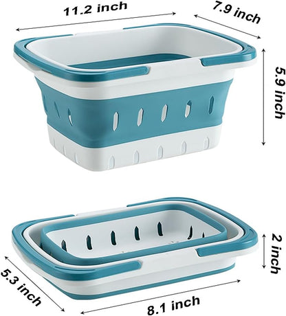 Plastic Caddy for Cleaning Supplies Products, Storage Collapsible Basket with Handles, Box Organizer Bin for Bathroom, Kitchen, College Dorm,Gym (Blue)