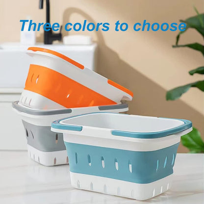 Plastic Caddy for Cleaning Supplies Products, Storage Collapsible Basket with Handles, Box Organizer Bin for Bathroom, Kitchen, College Dorm,Gym (Blue)