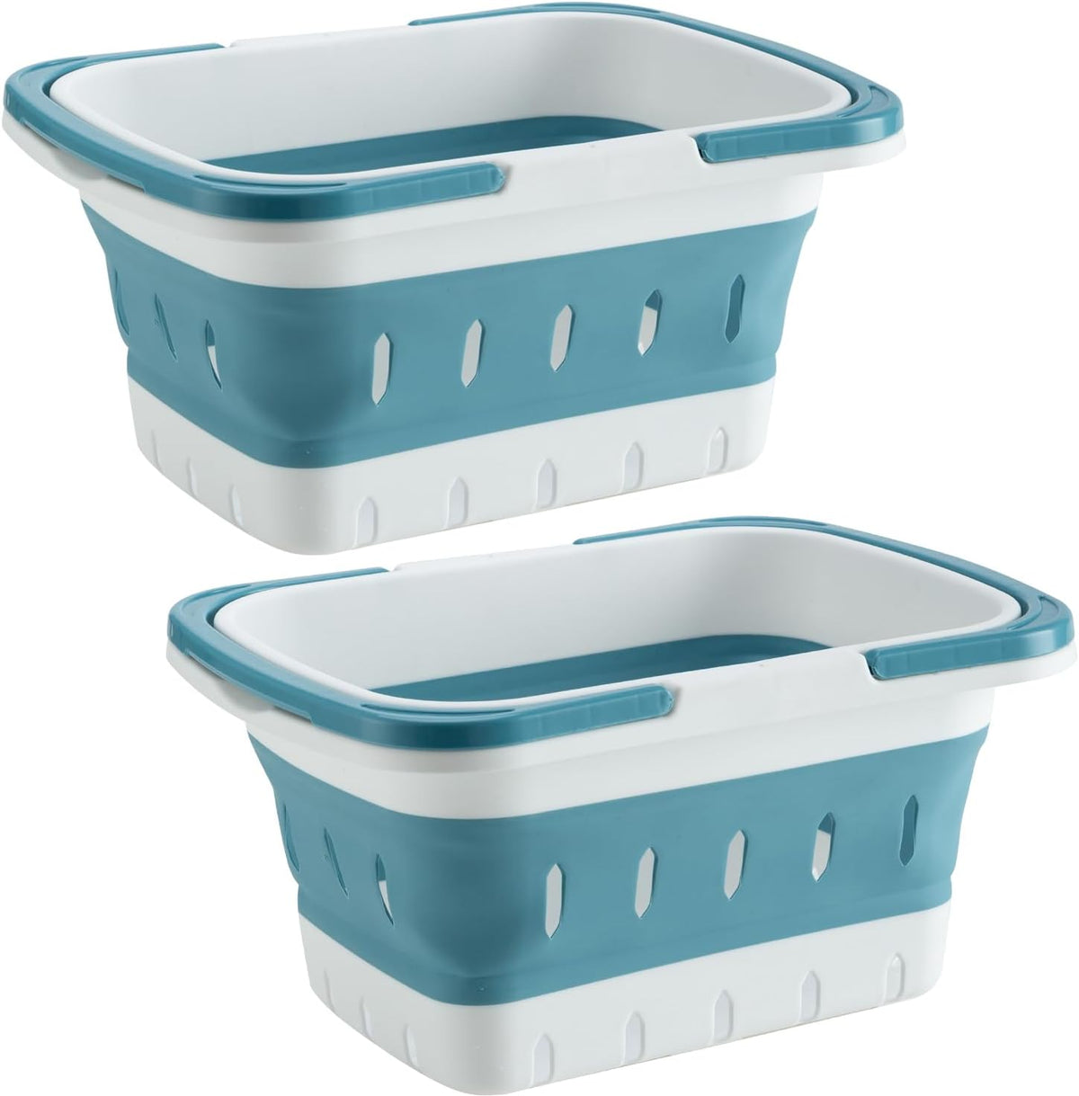 Plastic Caddy for Cleaning Supplies Products, Storage Collapsible Basket with Handles, Box Organizer Bin for Bathroom, Kitchen, College Dorm,Gym (Blue)