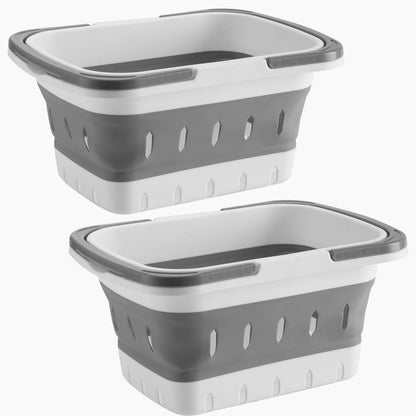 Plastic Caddy for Cleaning Supplies Products, Storage Collapsible Basket with Handles, Box Organizer Bin for Bathroom, Kitchen, College Dorm,Gym (Blue)