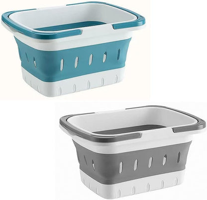 Plastic Caddy for Cleaning Supplies Products, Storage Collapsible Basket with Handles, Box Organizer Bin for Bathroom, Kitchen, College Dorm,Gym (Blue)