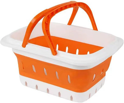 Plastic Caddy for Cleaning Supplies Products, Storage Collapsible Basket with Handles, Box Organizer Bin for Bathroom, Kitchen, College Dorm,Gym (Blue)