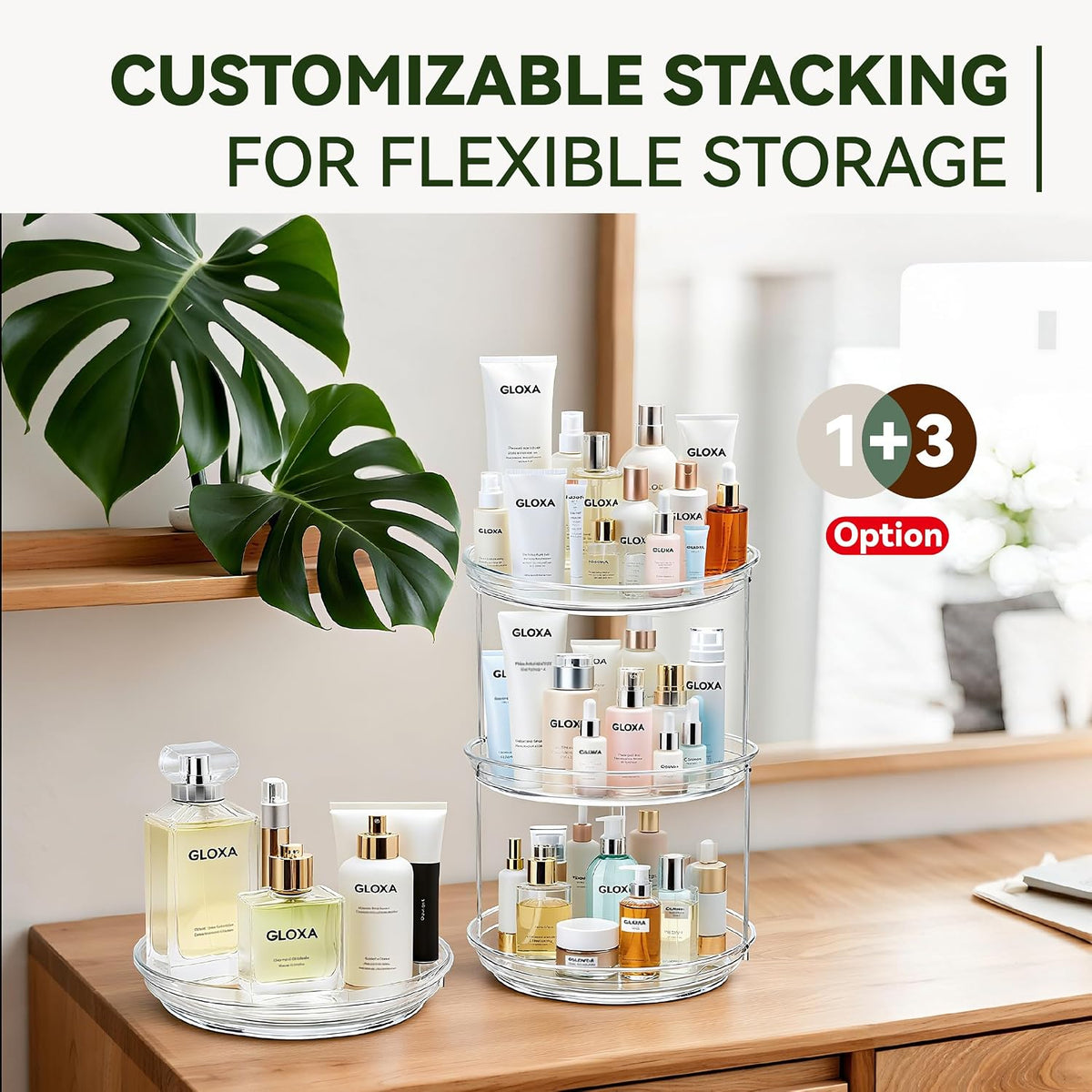2 Tier Lazy Susan Turntable Organizer for Cabinet, 9.25'' Rotating Spice Rack Organization for Kitchen, Pantry, Bathroom, Vanity, Countertop, Medicine Storage, Seasoning Spice Organizer