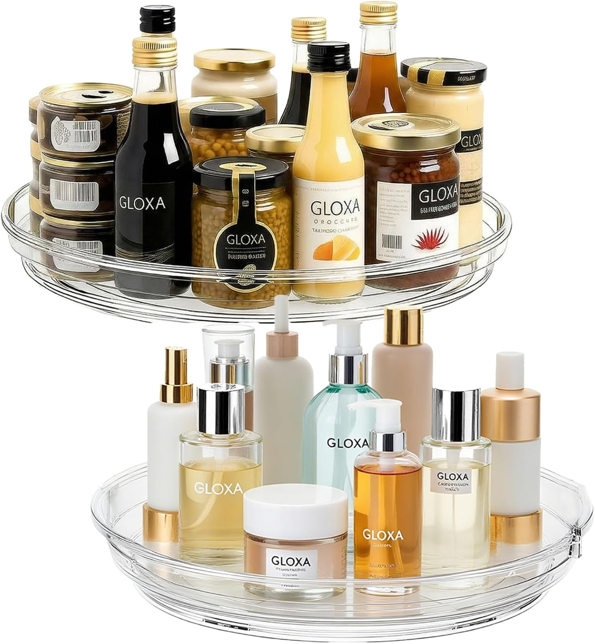 2 Tier Lazy Susan Turntable Organizer for Cabinet, 9.25'' Rotating Spice Rack Organization for Kitchen, Pantry, Bathroom, Vanity, Countertop, Medicine Storage, Seasoning Spice Organizer