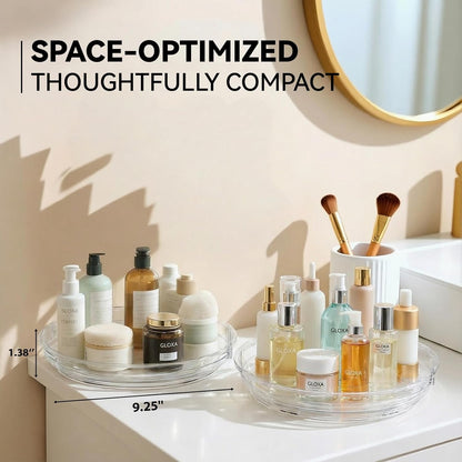2 Tier Lazy Susan Turntable Organizer for Cabinet, 9.25'' Rotating Spice Rack Organization for Kitchen, Pantry, Bathroom, Vanity, Countertop, Medicine Storage, Seasoning Spice Organizer