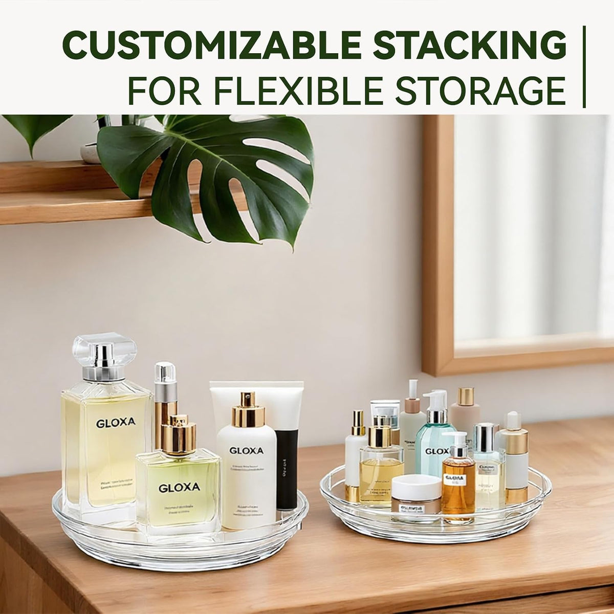 2 Tier Lazy Susan Turntable Organizer for Cabinet, 9.25'' Rotating Spice Rack Organization for Kitchen, Pantry, Bathroom, Vanity, Countertop, Medicine Storage, Seasoning Spice Organizer