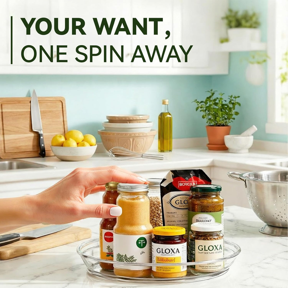 2 Tier Lazy Susan Turntable Organizer for Cabinet, 9.25'' Rotating Spice Rack Organization for Kitchen, Pantry, Bathroom, Vanity, Countertop, Medicine Storage, Seasoning Spice Organizer
