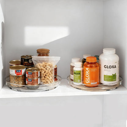2 Tier Lazy Susan Turntable Organizer for Cabinet, 9.25'' Rotating Spice Rack Organization for Kitchen, Pantry, Bathroom, Vanity, Countertop, Medicine Storage, Seasoning Spice Organizer