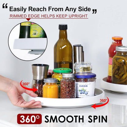 12-Inch Non-Skid Turntable Lazy Susan Organizer - Spinning Rack for Cabinet Table Top, Pantry Organization Storage, Kitchen, Fridge, Vanity, Countertop, Under Sink Organizing, Spice Spinner