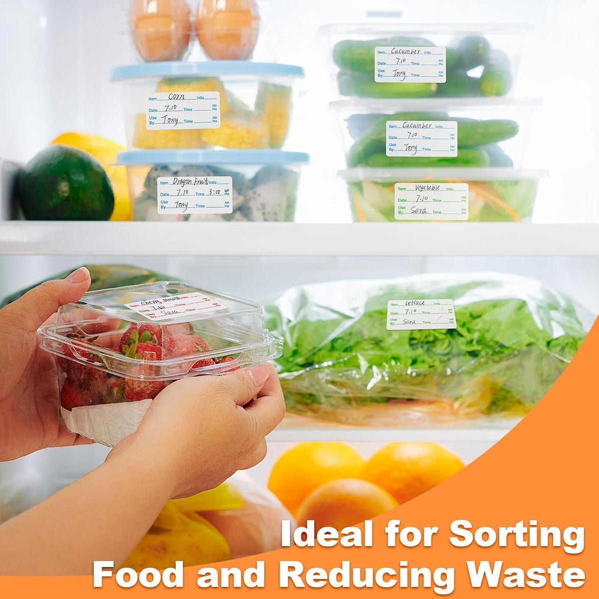 Harloon 6 Rolls 3000 Pcs Dissolvable Food Labels 1 x 2 Inch Removable Food Container Labels Stickers for Container Bottle Kitchen Restaurant Use, 3 Colors