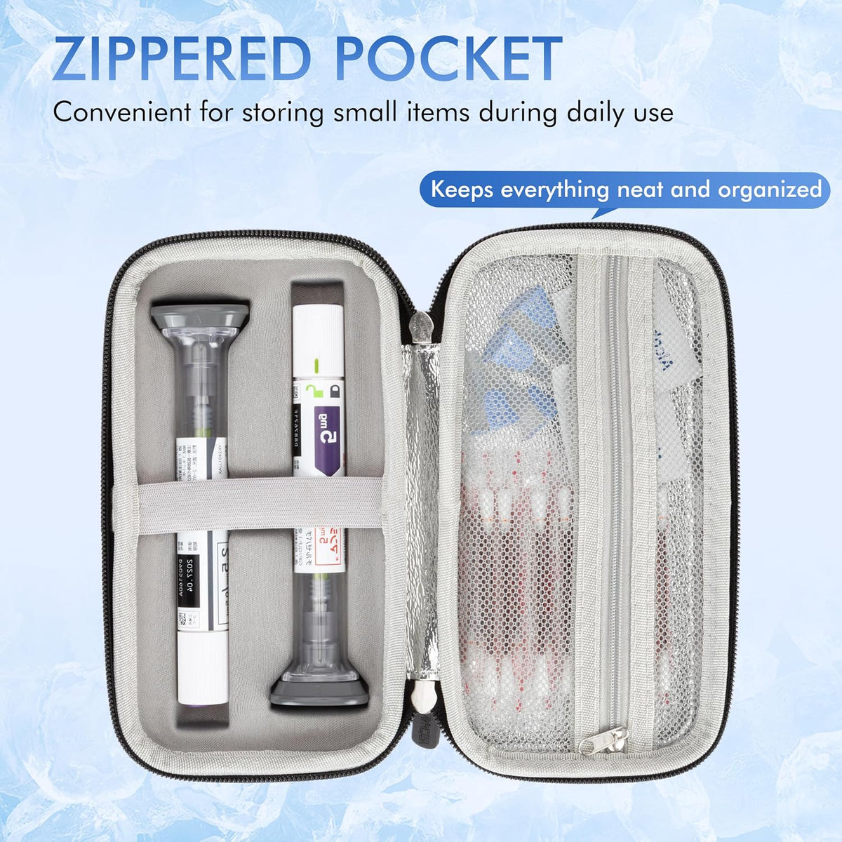 Insulated Cooler Travel Case Fits 2 Zepbound or Mounjaro Injector Pens, Tirzepatide Travel Case with 2 Reusable Ice Packs, TSA Compliant EVA Medicine Organizer for Daily Use, Purple