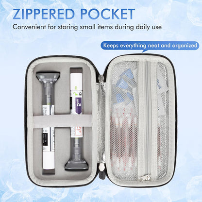 Insulated Cooler Travel Case Fits 2 Zepbound or Mounjaro Injector Pens, Tirzepatide Travel Case with 2 Reusable Ice Packs, TSA Compliant EVA Medicine Organizer for Daily Use, Purple