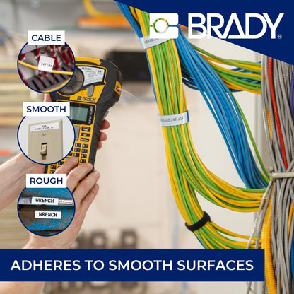 Brady Authentic (M21-500-595-WT) All-Weather Vinyl Label for Indoor/Outdoor ID, Lab and Equipment Labeling, Black on White- For M210, M210-LAB, M211, BMP21-PLUS and BMP21-LAB Printers, .5" W 21' L