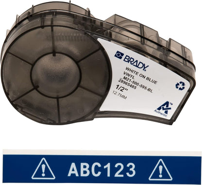 Brady Authentic (M21-500-595-WT) All-Weather Vinyl Label for Indoor/Outdoor ID, Lab and Equipment Labeling, Black on White- For M210, M210-LAB, M211, BMP21-PLUS and BMP21-LAB Printers, .5" W 21' L