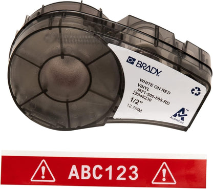 Brady Authentic (M21-500-595-WT) All-Weather Vinyl Label for Indoor/Outdoor ID, Lab and Equipment Labeling, Black on White- For M210, M210-LAB, M211, BMP21-PLUS and BMP21-LAB Printers, .5" W 21' L