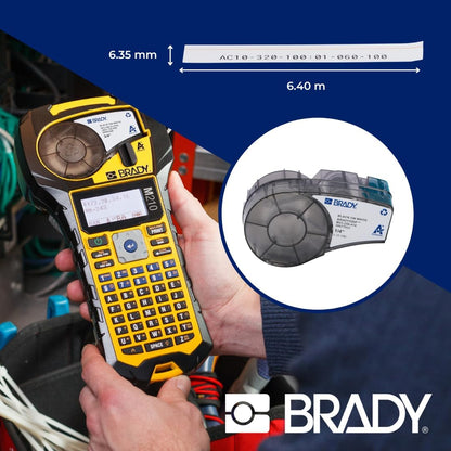 Brady Authentic (M21-500-595-WT) All-Weather Vinyl Label for Indoor/Outdoor ID, Lab and Equipment Labeling, Black on White- For M210, M210-LAB, M211, BMP21-PLUS and BMP21-LAB Printers, .5" W 21' L