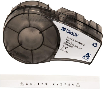 Brady Authentic (M21-500-595-WT) All-Weather Vinyl Label for Indoor/Outdoor ID, Lab and Equipment Labeling, Black on White- For M210, M210-LAB, M211, BMP21-PLUS and BMP21-LAB Printers, .5" W 21' L