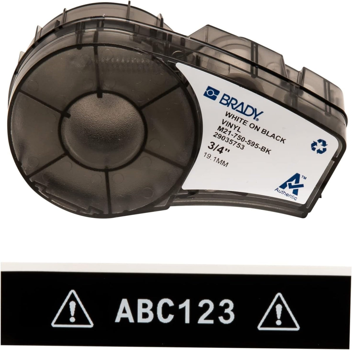 Brady Authentic (M21-500-595-WT) All-Weather Vinyl Label for Indoor/Outdoor ID, Lab and Equipment Labeling, Black on White- For M210, M210-LAB, M211, BMP21-PLUS and BMP21-LAB Printers, .5" W 21' L
