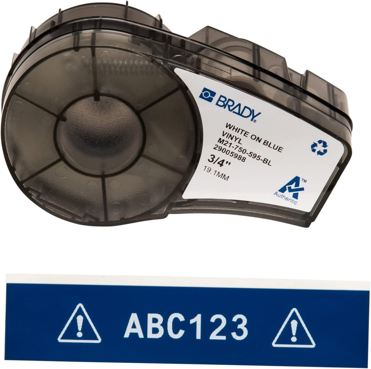 Brady Authentic (M21-500-595-WT) All-Weather Vinyl Label for Indoor/Outdoor ID, Lab and Equipment Labeling, Black on White- For M210, M210-LAB, M211, BMP21-PLUS and BMP21-LAB Printers, .5" W 21' L