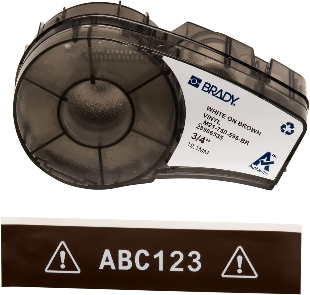 Brady Authentic (M21-500-595-WT) All-Weather Vinyl Label for Indoor/Outdoor ID, Lab and Equipment Labeling, Black on White- For M210, M210-LAB, M211, BMP21-PLUS and BMP21-LAB Printers, .5" W 21' L