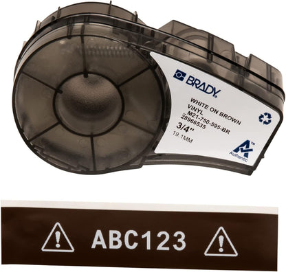 Brady Authentic (M21-500-595-WT) All-Weather Vinyl Label for Indoor/Outdoor ID, Lab and Equipment Labeling, Black on White- For M210, M210-LAB, M211, BMP21-PLUS and BMP21-LAB Printers, .5" W 21' L