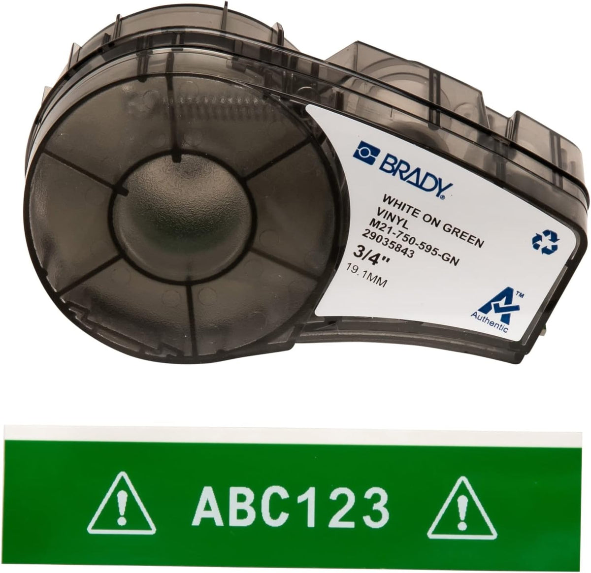 Brady Authentic (M21-500-595-WT) All-Weather Vinyl Label for Indoor/Outdoor ID, Lab and Equipment Labeling, Black on White- For M210, M210-LAB, M211, BMP21-PLUS and BMP21-LAB Printers, .5" W 21' L