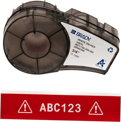 Brady Authentic (M21-500-595-WT) All-Weather Vinyl Label for Indoor/Outdoor ID, Lab and Equipment Labeling, Black on White- For M210, M210-LAB, M211, BMP21-PLUS and BMP21-LAB Printers, .5" W 21' L