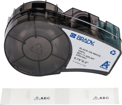 Brady Authentic (M21-500-595-WT) All-Weather Vinyl Label for Indoor/Outdoor ID, Lab and Equipment Labeling, Black on White- For M210, M210-LAB, M211, BMP21-PLUS and BMP21-LAB Printers, .5" W 21' L
